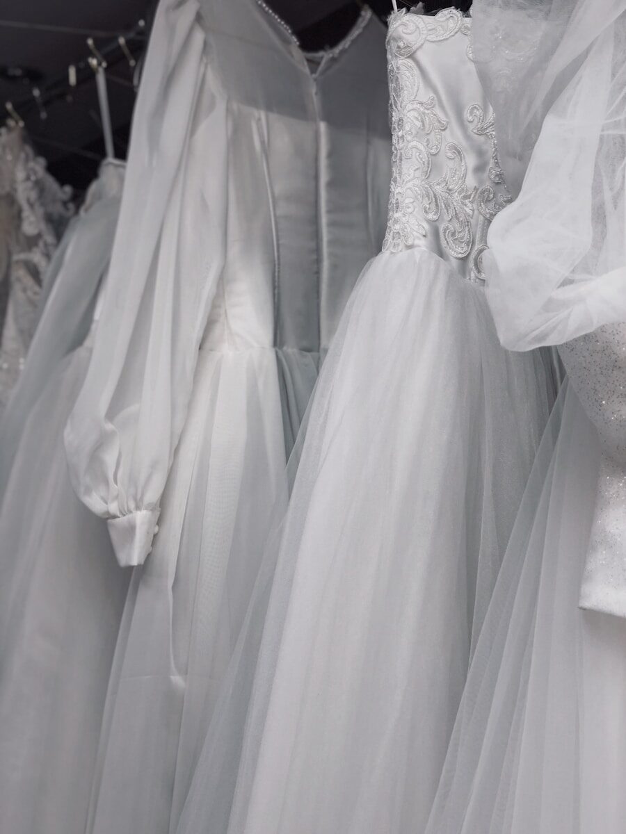 a white dress on display